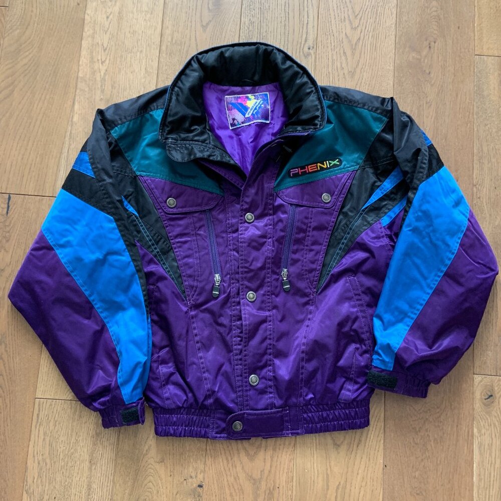 Phenix Alpine Vintage Retro Ski Insulated Hooded Full Zip Jacket 80s 90s Size 16